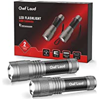 Linterna portátil lmpermeable Cheflaud USB- Pequeñas Linternas LED Recargables- 5 Modos-con 2 x 18650 Batería- Cargador…
